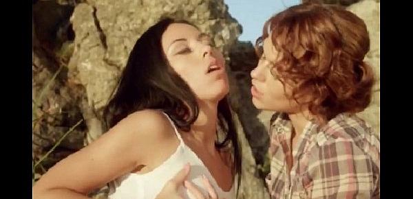 Lesbian Girlfriends and Nature Lover Lick And Finger Each Other On The Rock